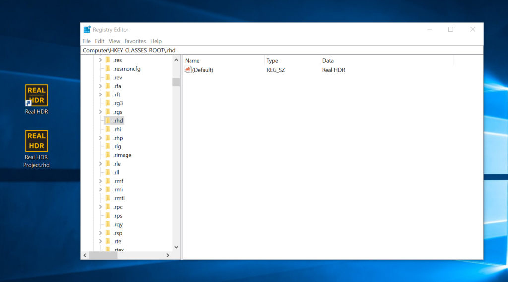 .rhd file association Real HDR