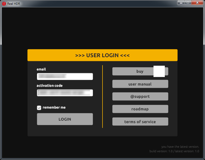 Early stage development - user login Real HDR